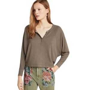 NWT Anthropologie Chaser Olive Henrietta Henley Ribbed Women’s Top Size Small